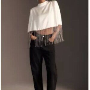 Flat White Beaded Cape Anthropologie